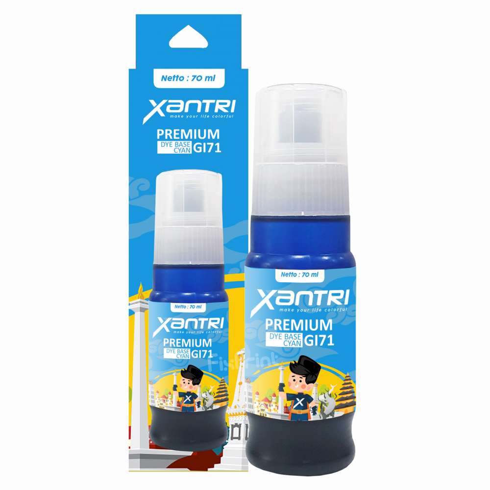 Tinta Xantri GI71 GI71 Cyan 70ml, Printer Can PIXMA G1020 G2020 G3020 G3060 G2770 G3770 G4770 G1737