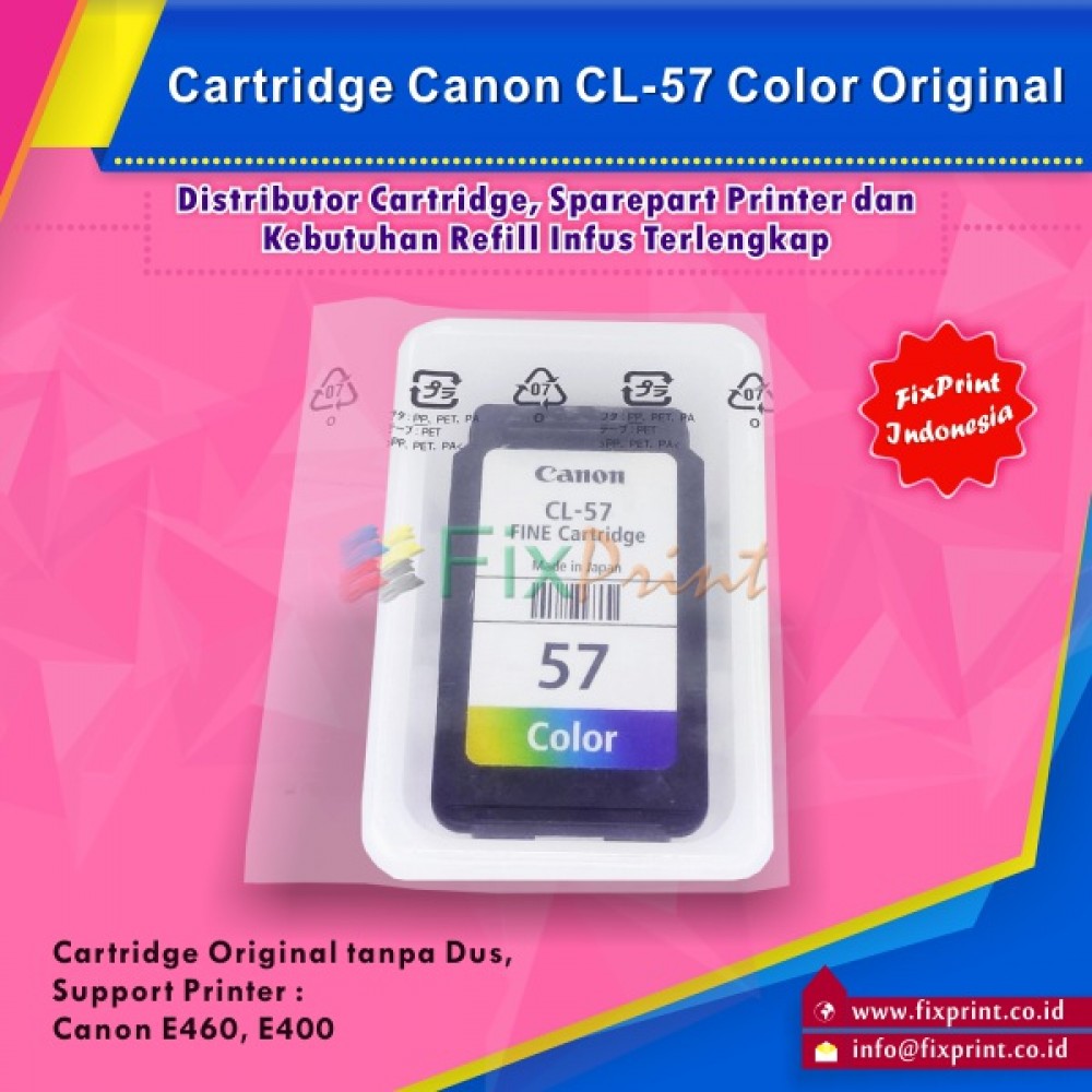 Cartridge LOOSEPACK CL-57 CL57 Color (Tanpa Box), Tinta Printer Canon E3370 E4270 E3170 E400 E410 E417 E460 E470 E477 E480 Canon Original